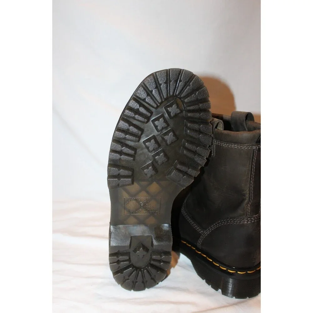 Dr Martens Anistone Lo Leather Boots Charcoal Gray Men 7 Women 8 Biker Boots